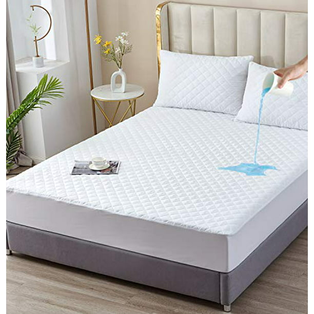 Breathable 2 Pack King Size 100% Waterproof Mattress Protector 6-25 Fitted Deep Pocket Mattress Protector Cover Noiseless Mattress Cover Vinyl Free 